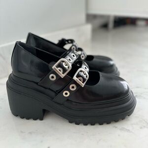 MAJE Eyelet-embellished leather Mary Jane pumps size 38